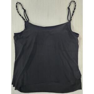 Alva Green Tank Womens L Black Camisole Built-In Bra Padded Jersey Chain Straps